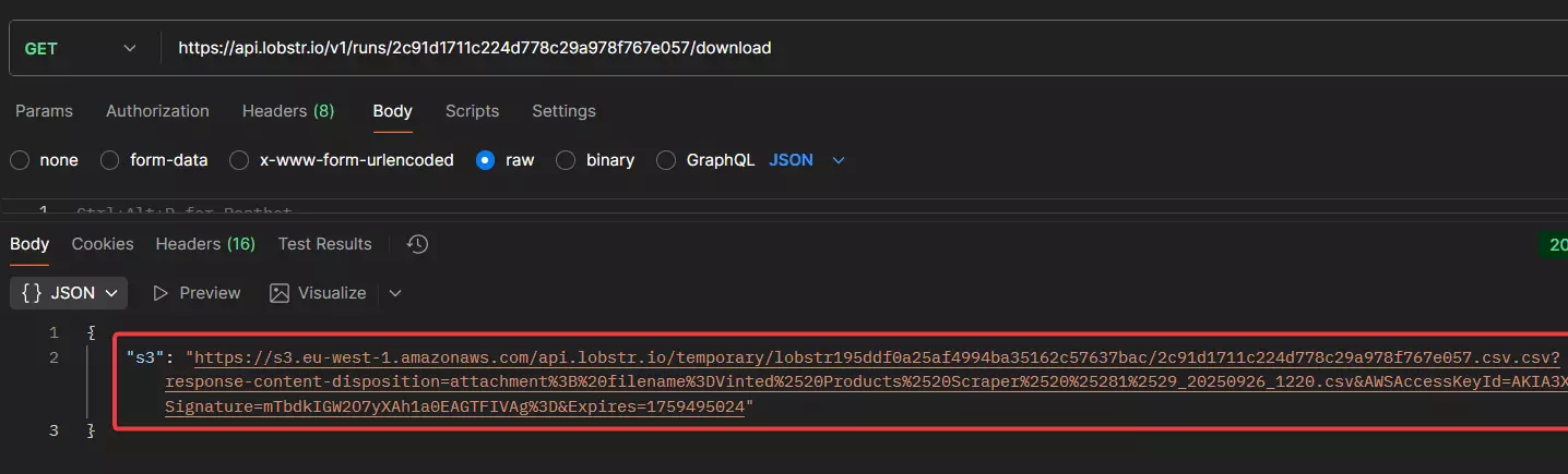 How to use Lobstr.io’s Vinted Product Scraper API? - Getting results image29