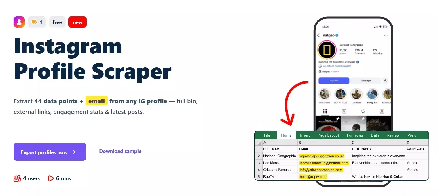 Best Instagram profile scraper API - lobstr.io store page