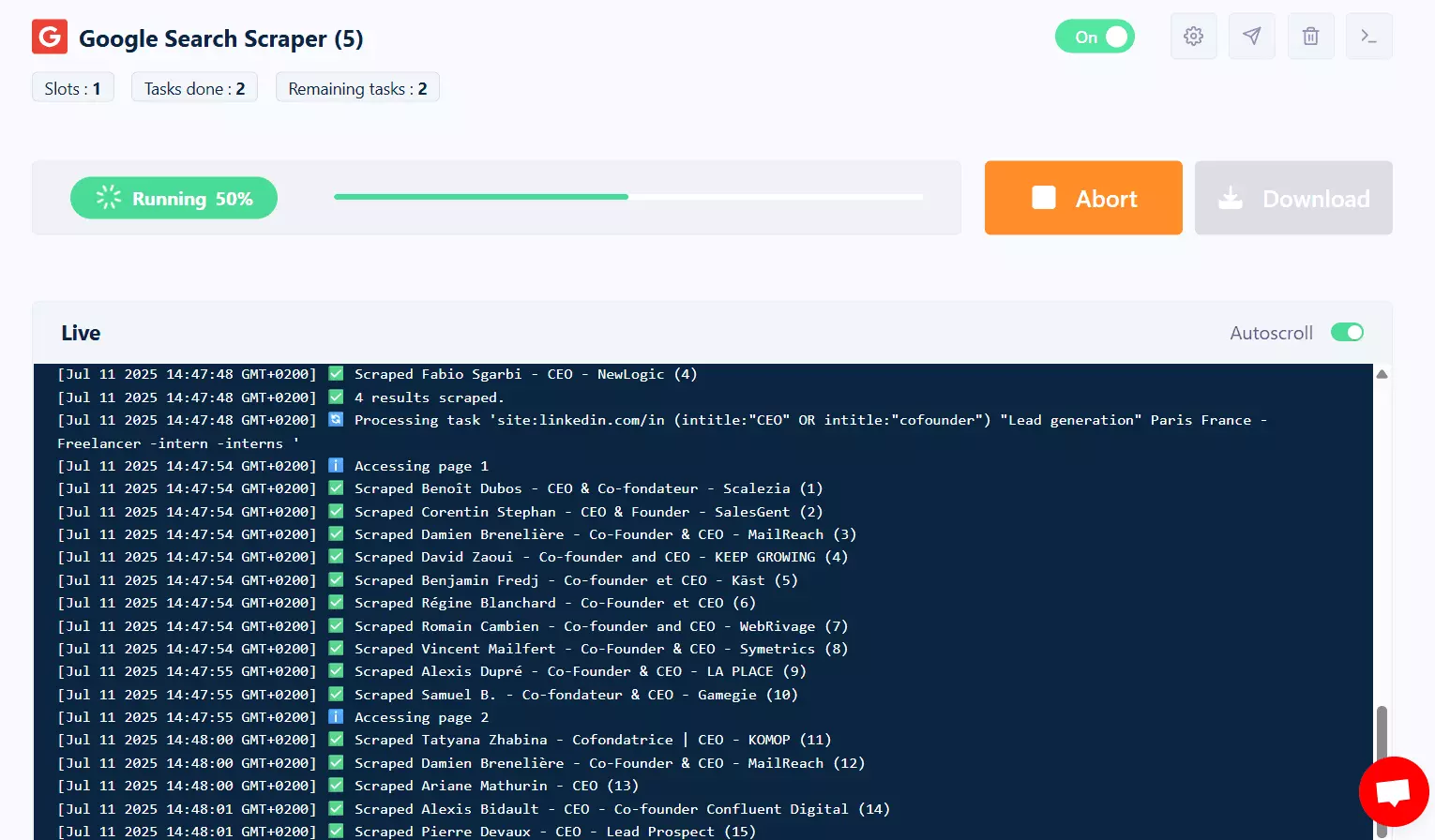 How to collect Google search results at scale with Lobstr.io - 4. Launch image21